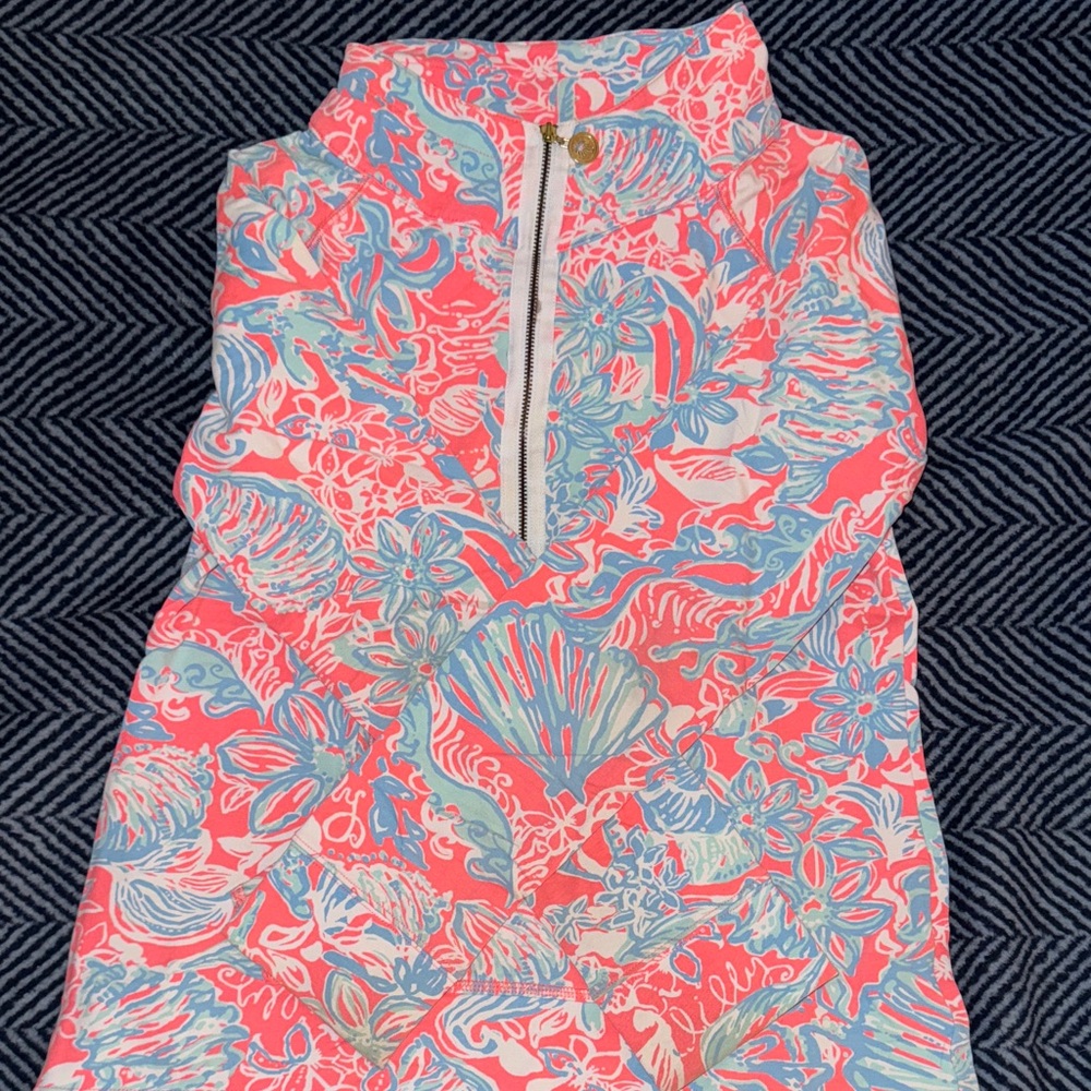 Lilly Pulitzer skipper pullover pink sun ray summer siren with pocket